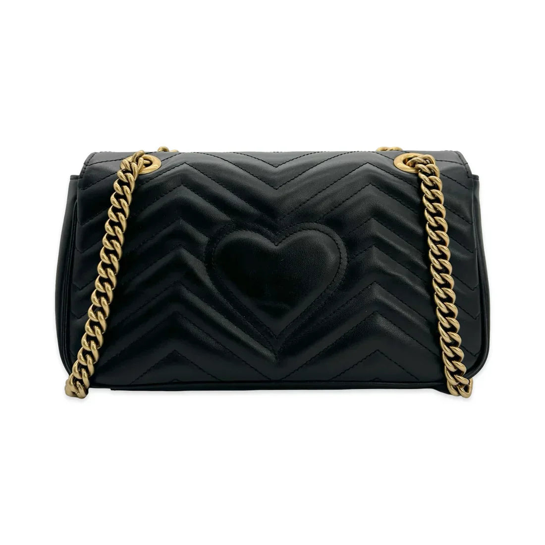 GUCCI  Quilted Leather GG Marmont Small Flap Chain Bag